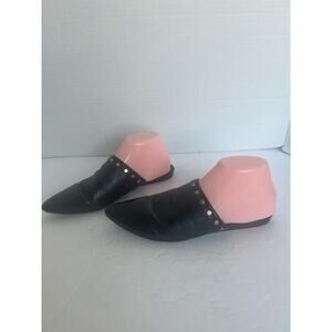 Bernardo Black Leather Studded Pointed Toe Slip On Flat Mule Shoes Sz 8M